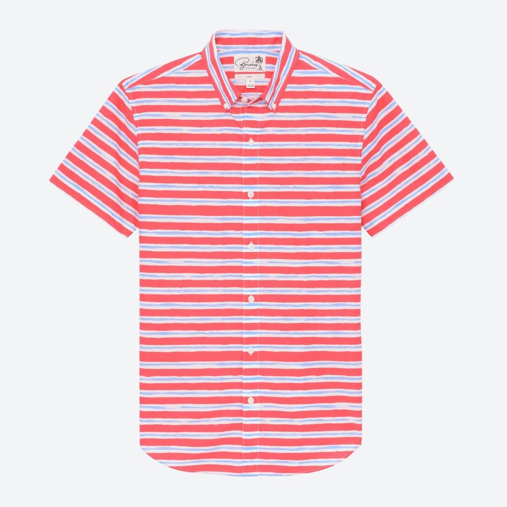 Red and White Striped Men's Shirt
